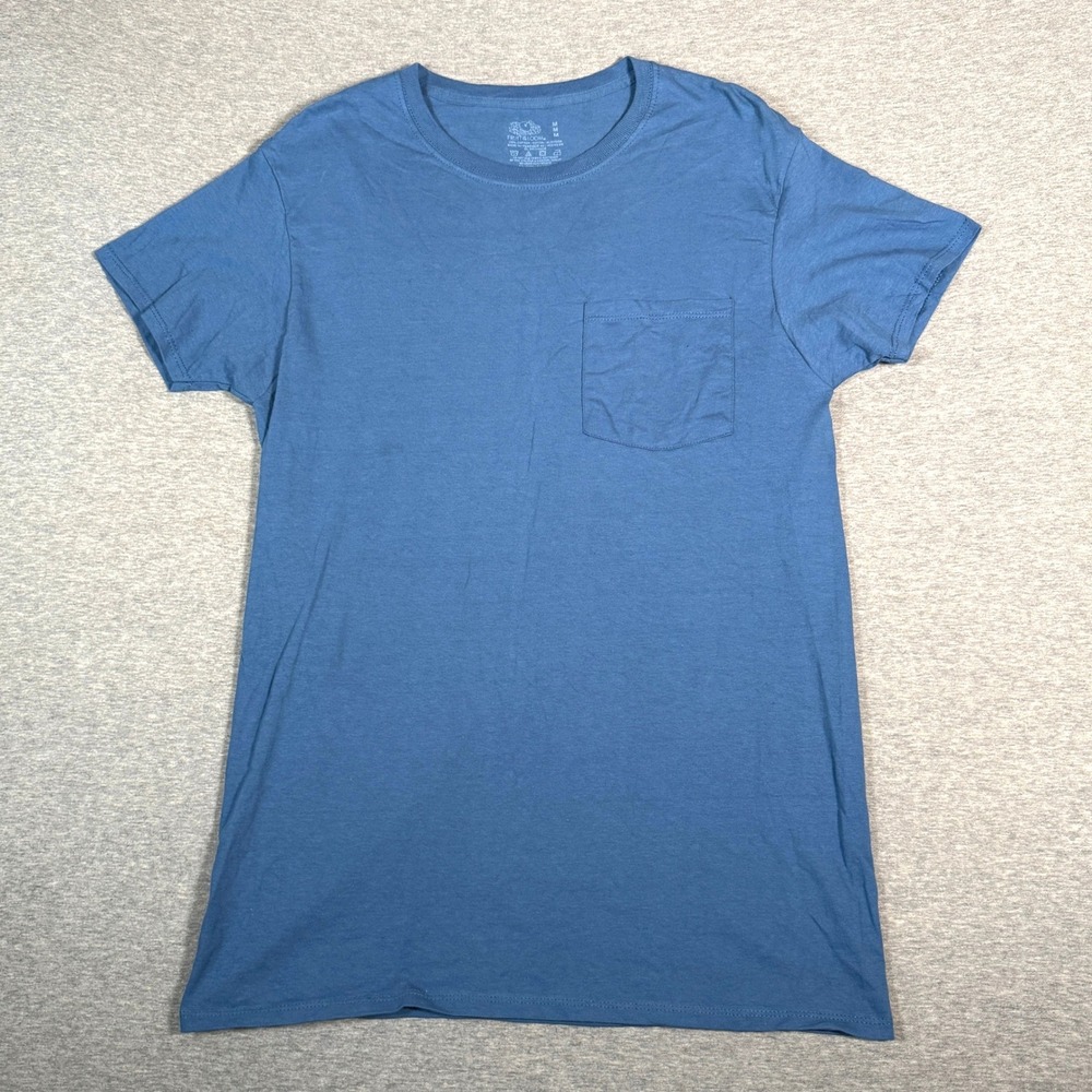 Fruit of the Loom Mens Medium Blue Short Sleeve Pocket T-Shirt 100% Cotton